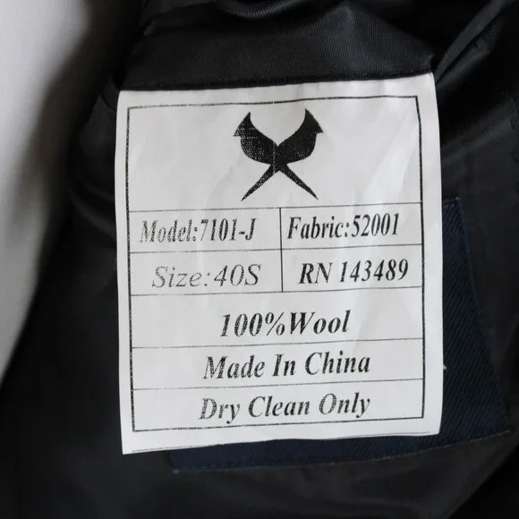 Cardinal of Canada NWT 100% Wool Sport Coat Size 40S US In Solid Navy Blue